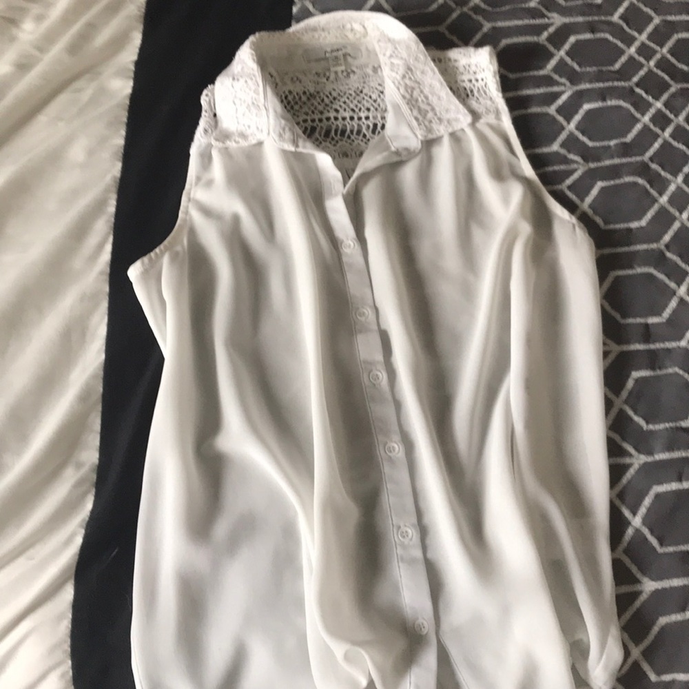 White Sheer blouse with Lace